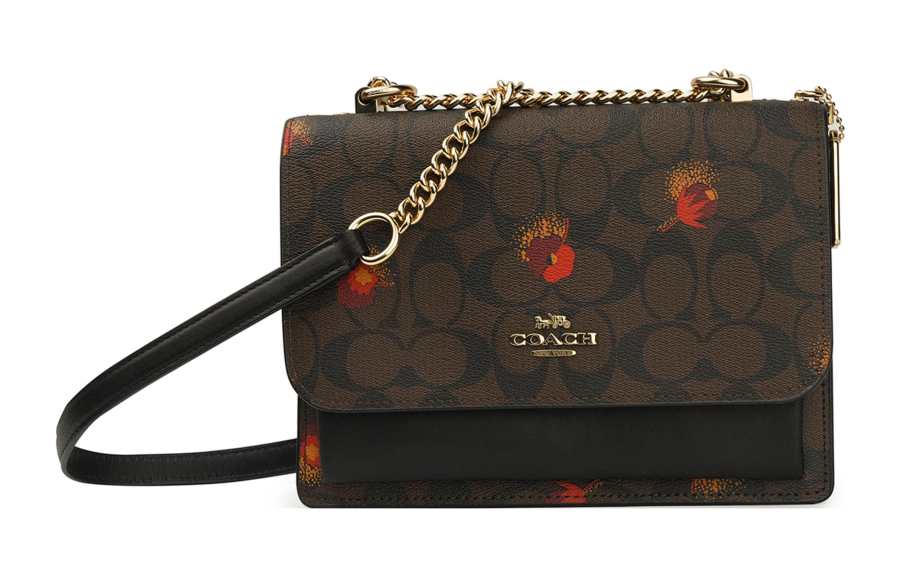 COACH Klare Coated Canvas With Leather Shoulder Bag, Crossbody Bag Women's Brown Black Print