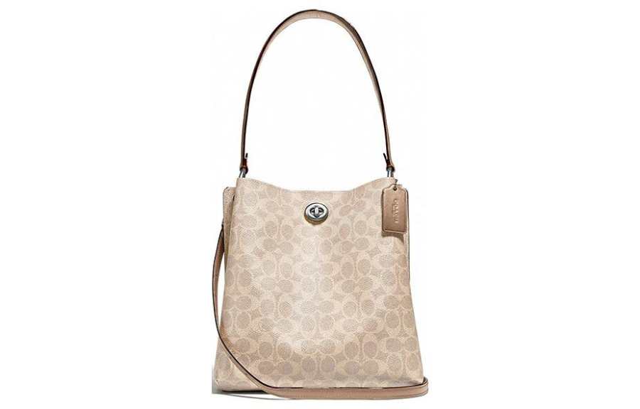 COACH Charlie PVC Bucket Bag, Portable Crossbody Bag, Shoulder Bag Small Women's Khaki