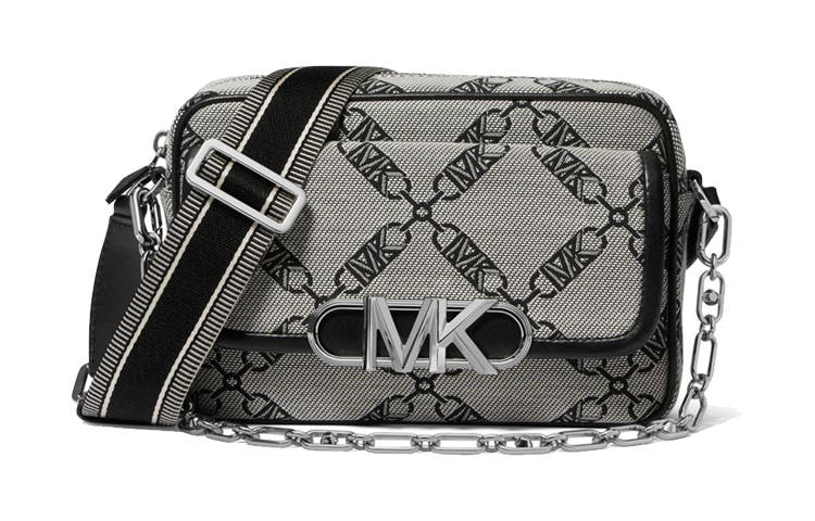 MICHAEL KORS Fabric Shoulder Bag, Crossbody Bag Medium Women's Beige & Black