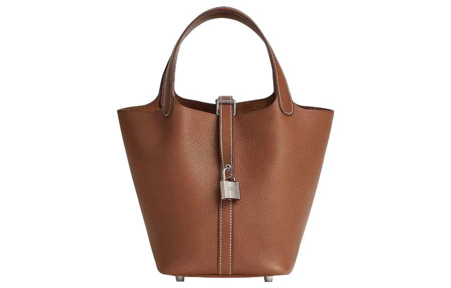 HERMES Picotin Lock Barenia Faubourg Calfskin Basket Bag, Bucket Bag, Handbag 18 Women's 34 Fauve Light Tawny