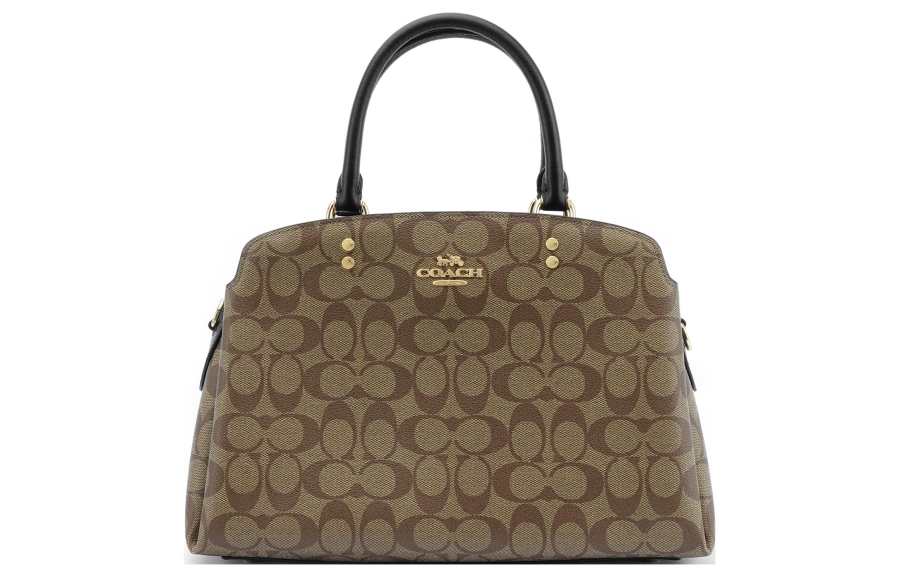 COACH Lillie Layers Of Canvas With Smooth Leather Detail Handbag Large Women's Khaki & Black