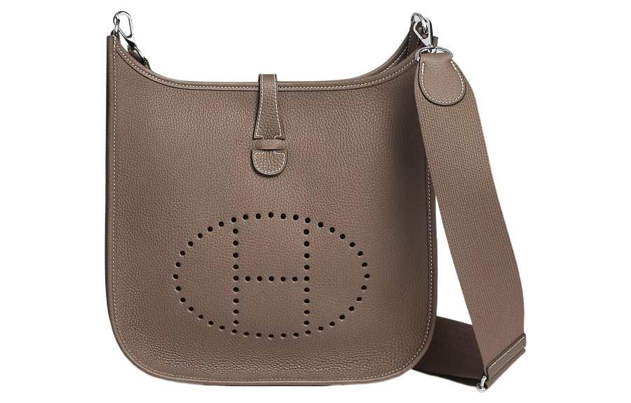 HERMES Evelyne Clemence Calfskin Crossbody Bag, Shoulder Bag 29 Women's 18 Etoup Elephant Gray