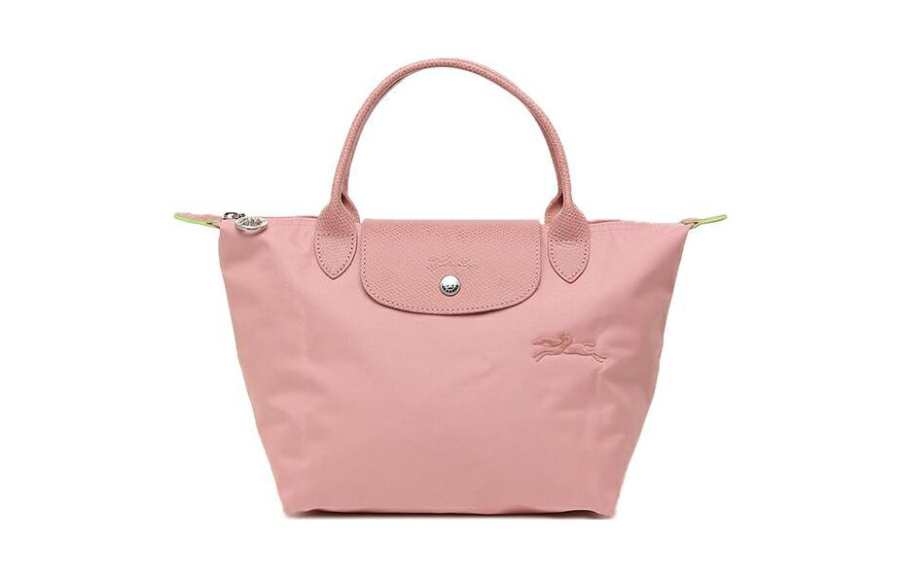 LONGCHAMP Le Pliage Green Canvas With Leather Trim Dumpling Bag Handbag Small Women's Petal Pink