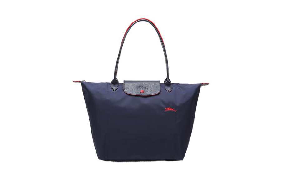 LONGCHAMP Le Pliage Club Canvas With Leather Trim Dumpling Bag Tote Shopping Bag One Shoulder Handbag Large Women's