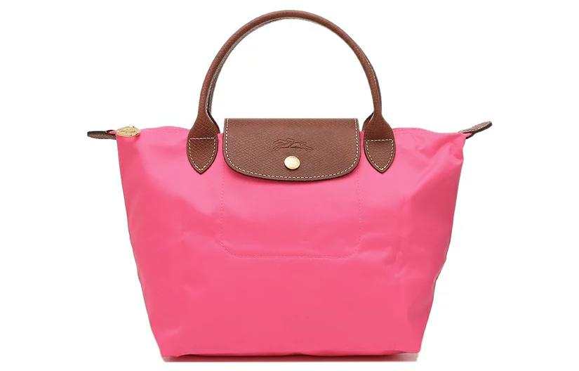 LONGCHAMP Canvas With Leather Trim Dumpling Bag Handbag Small Women's Candy Pink