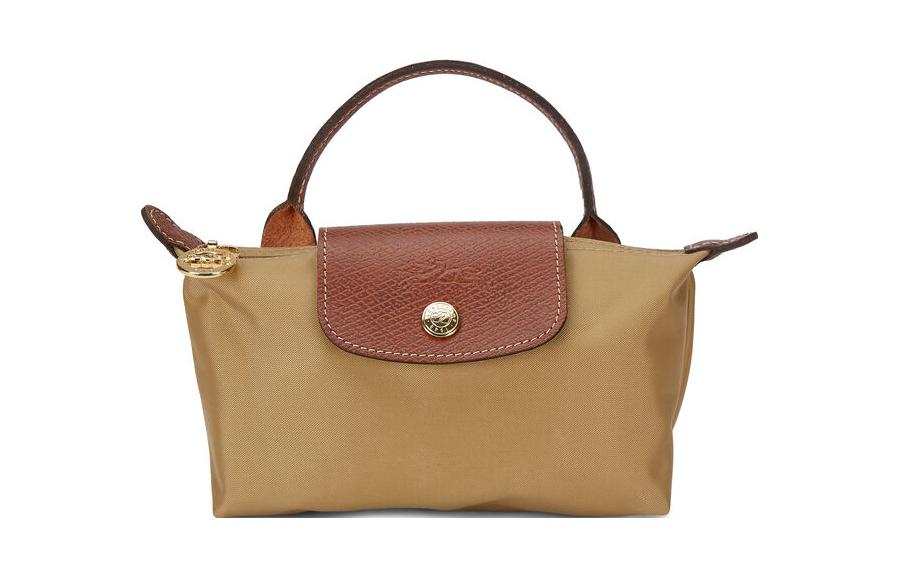 LONGCHAMP Le Pliage Recycled Canvas With Leather Dumpling Bag Handbag Women's Desert