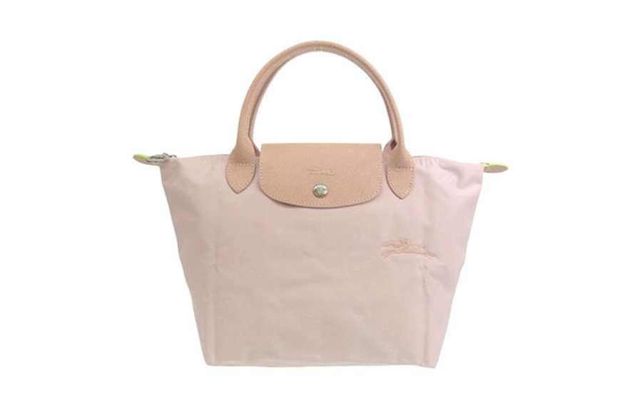 LONGCHAMP Le Pliage Green Canvas With Leather Dumpling Bag, One Shoulder Handbag Small Women's Cherry Blossom Pink