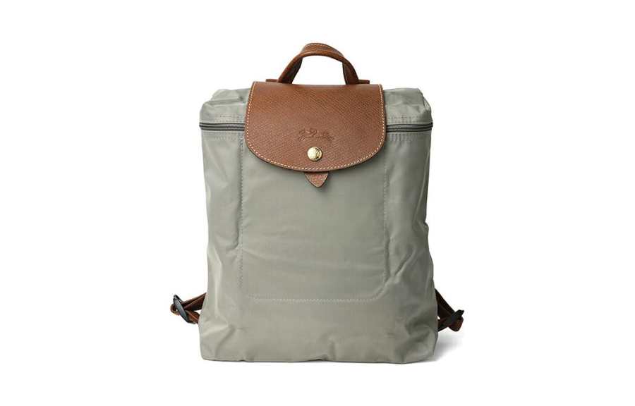 LONGCHAMP Le Pliage Recycled Canvas With Leather Trim Backpack Regular Women's Streptopelia Gray