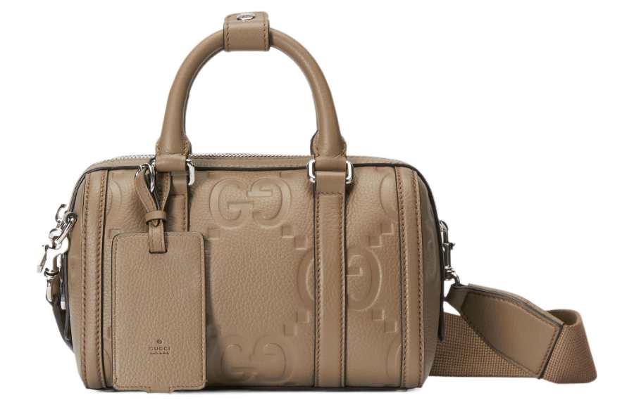 GUCCI Leather Cylinder Bag, Handbag, Shoulder Bag, Crossbody Bag, Travel Bag Mini Women's Taupe