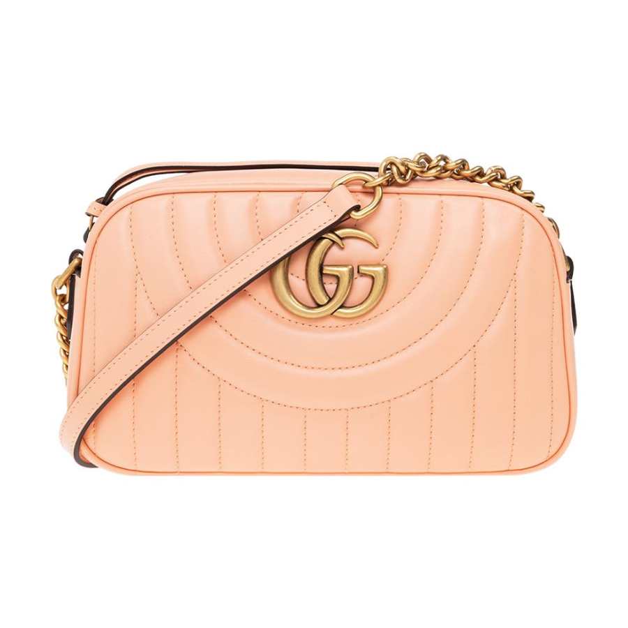GUCCI Marmont Quilted Leather Camera Bag, Shoulder Bag, Crossbody Bag Women's Pink