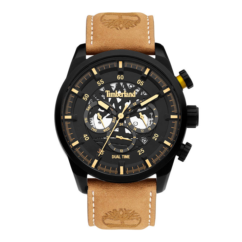 Timberland Henniker II Wrist Watches Quartz Movement Leather Strap Black Dial Men's Watches