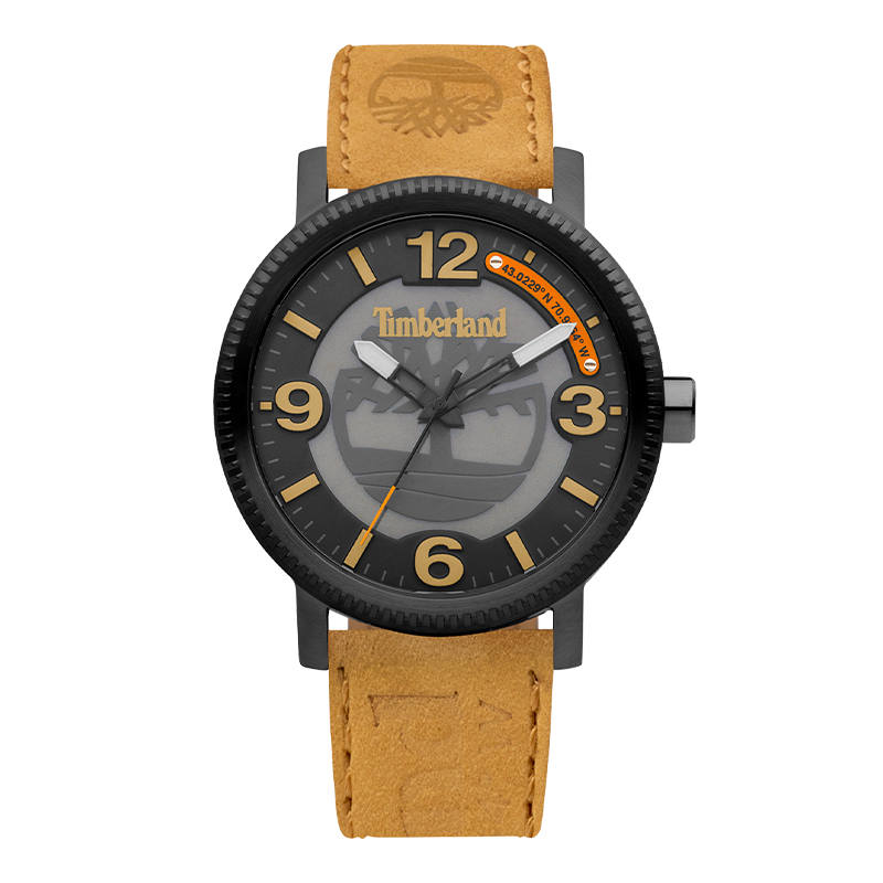 Timberland Scusset Wrist Watches Quartz Movement Leather Strap 44mm Black Dial Men's Watches