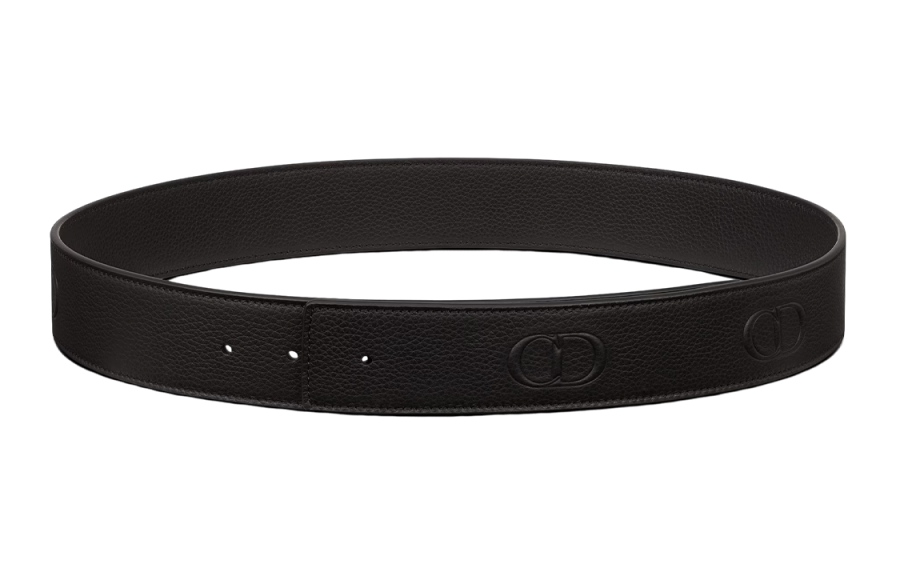 DIOR DIOR Cow Leather Belts Men's Black Width 4cm