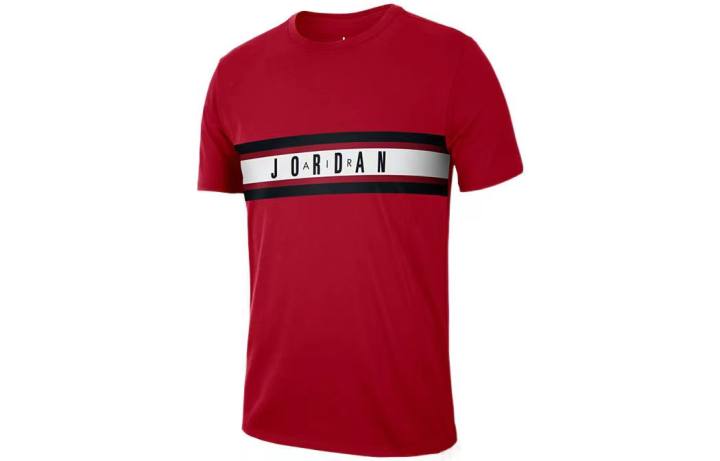 Jordan Jordan T Shirts Men's Red Crew Neck Moderate Straight Fit