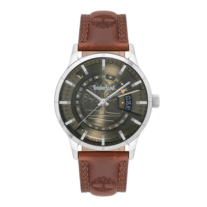 Timberland Bergeron Wrist Watches Quartz Movement Leather Strap Green Dial Men's Watches