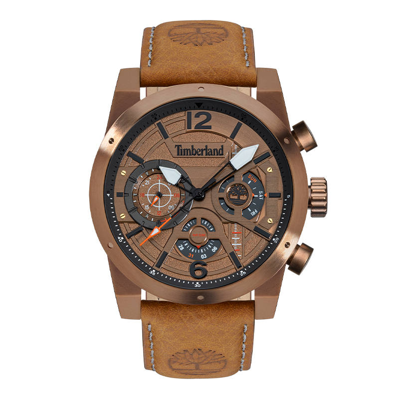 Timberland Holyoke Wrist Watches Quartz Movement Leather Strap Coffee Watch Dial Men's Watches