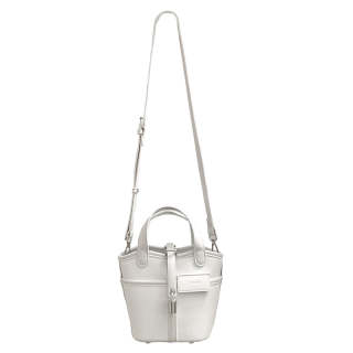 Mosiliri Artificial Leather Basket Bag, Bucket Bag, Handbag, Shoulder Bag, Crossbody Bag Small Women's Moon White