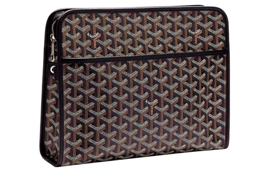 GOYARD JOUVENCE Calfskin Canvas Storage Bag, Clutch, Toiletry Bag Large Unisex Black