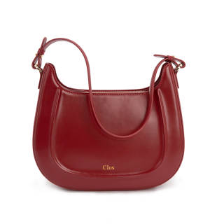 CLOS Cow Leather Saddle Bag Regular Women's Bordeaux Red/Black/Mocha/Sea Salt White