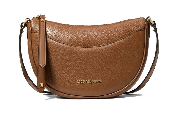MICHAEL KORS Leather Crescent Bag, Shoulder Bag Small Women's Leather Brown