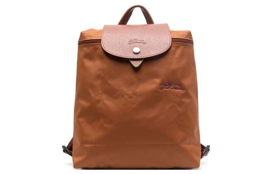 LONGCHAMP Le Pliage Green Cow Leather Trim Backpack Mini Women's Brown