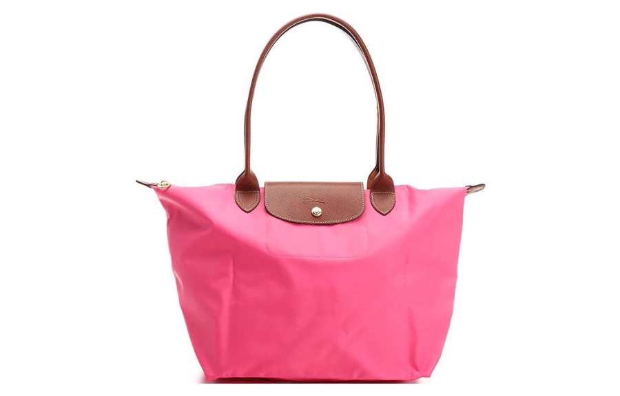 LONGCHAMP Canvas With Leather Trim Dumpling Bag Handbag, Shoulder Bag Large Women's Pink