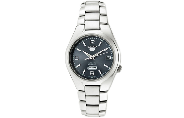 SEIKO 30m Water Resistant Automatic Mechanical Movement Stainless Steel Strap Watch Unisex Gray Dial