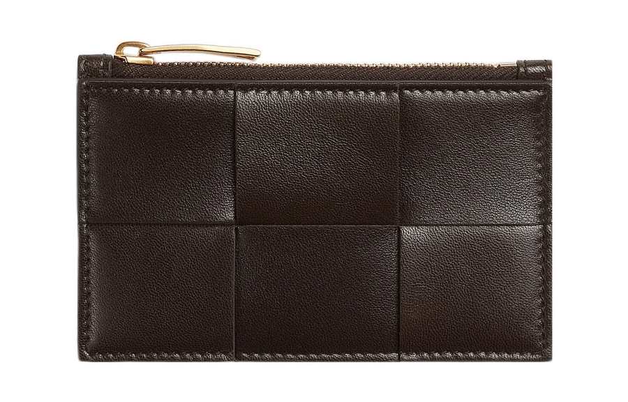 Bottega Veneta Sheepskin With Cow Leather Card Holder Women's Chocolate Brown