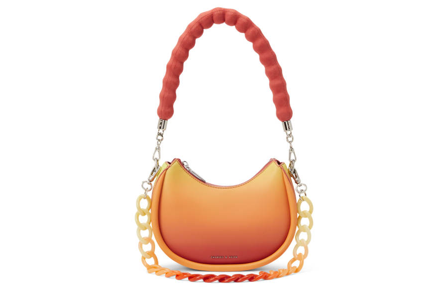 CHARLES&KEITH Chain Fabric Shoulder Bag, Crescent Bag, Shoulder Bag Small Women's Multicolor