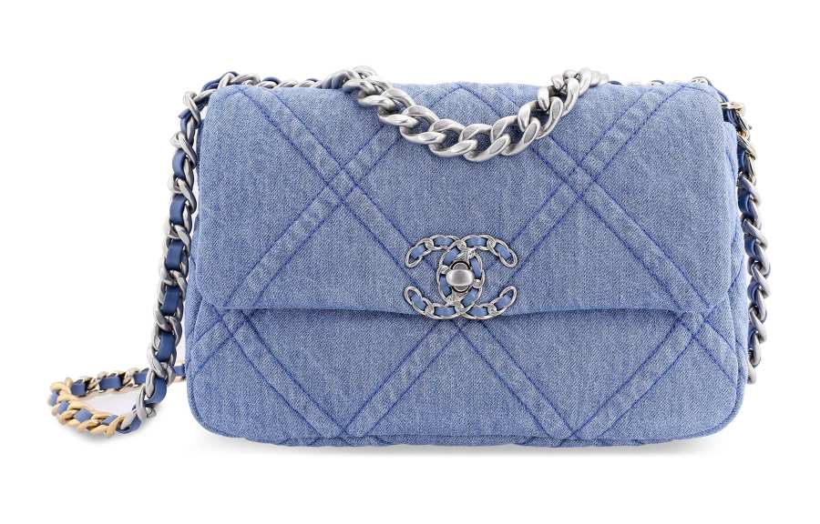 CHANEL 19Bag Denim Material 19 Crossbody Bags Small Unisex Blue