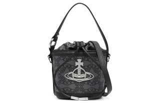 Vivienne Westwood DAISY Recycled Polyester Bucket Bag, Shoulder Bag, Crossbody Bag, Handbag Women's Gray/Black