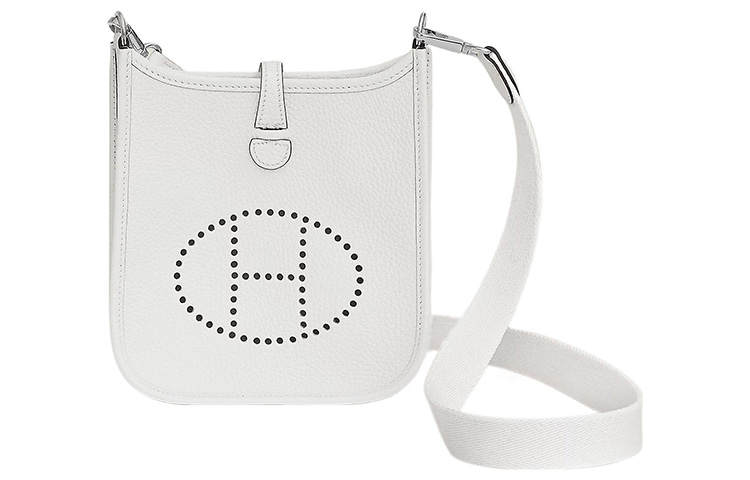 HERMES Evelyne Clemence Bullock Leather Shoulder Bag, Crossbody Bag 16 Women's 0U New White New White
