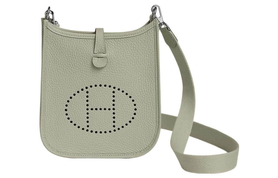 HERMES Evelyne Clemence Bullock Leather Crossbody Bag, Shoulder Bag 16 Women's Gris NEVE Granular Snow Gray