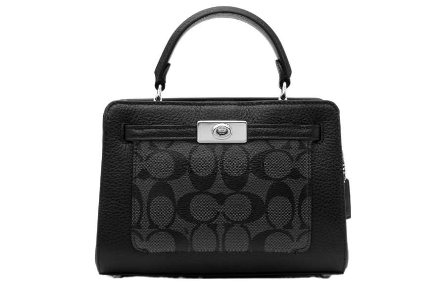 COACH Lane Canvas With Leather Shoulder Bag, Crossbody Bag, Handbag Small Women's Black