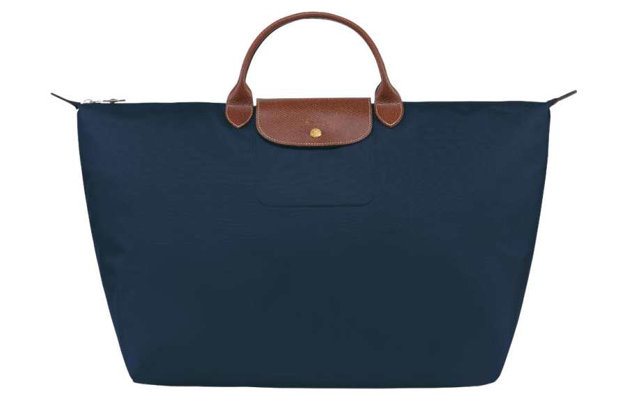 LONGCHAMP Le Pliage Canvas With Leather Trim Handbag Travel Bag Women's Marine Blue