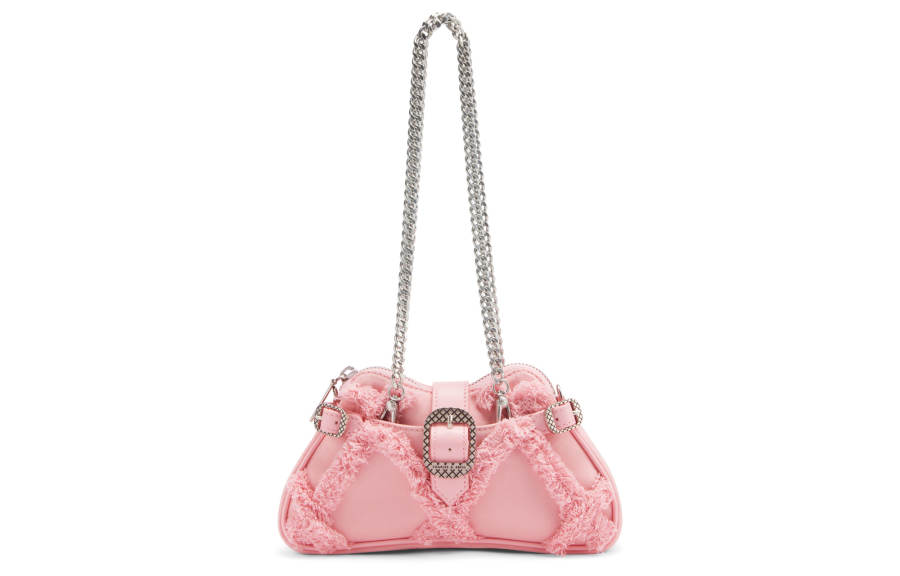 CHARLES&KEITH PU, Textile Shoulder Bag, Crossbody Bag Small Women's Pink/Blue