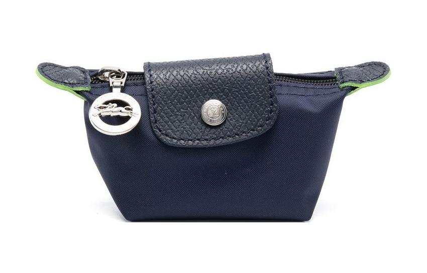 LONGCHAMP Le Pliage Green Canvas With Leather Trim Dumpling Bag Canvas Bag Coin Purse Women's Blue