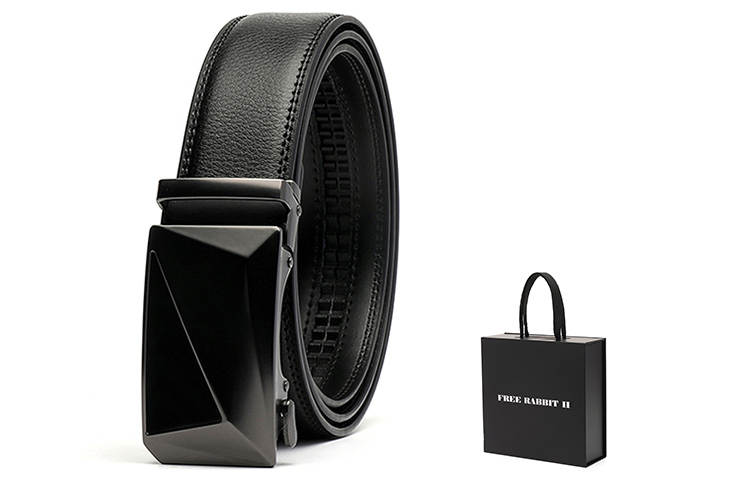FREE RABBITⅡ 3D Effect Automatic Buckle Belt Business Trendy Belt Men's Black