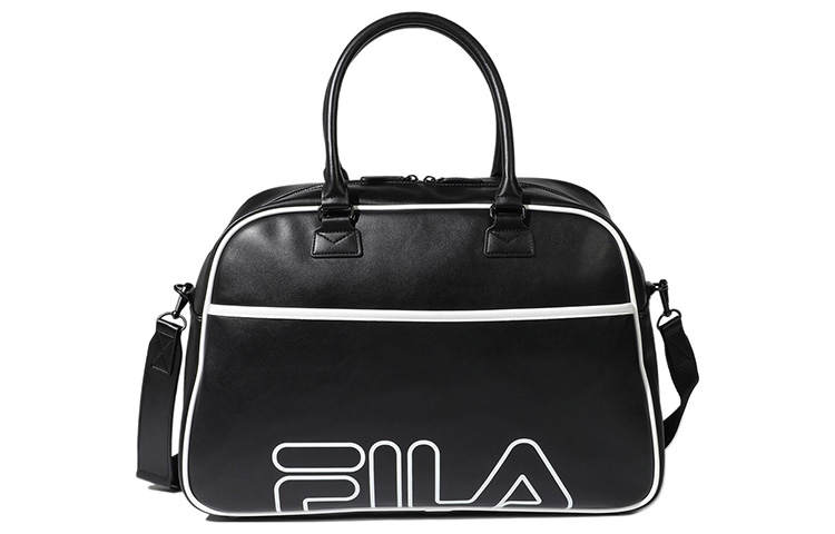 FILA Polyurethane Travel Bag, Shoulder Bag, Crossbody Bag, Handbag Unisex Black
