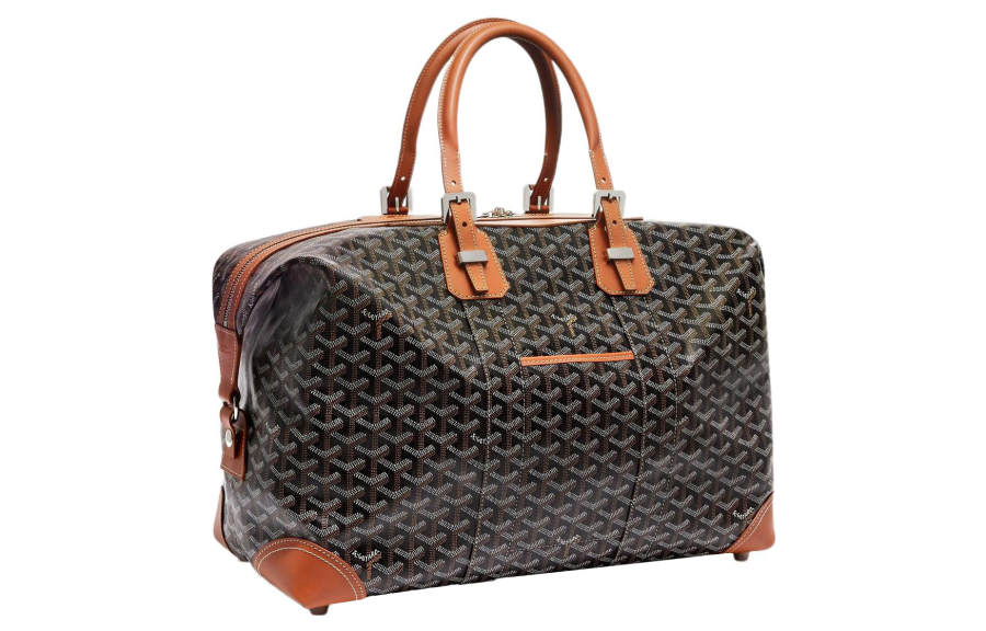 GOYARD Bowling Canvas With Leather Travel Bag Unisex Brown