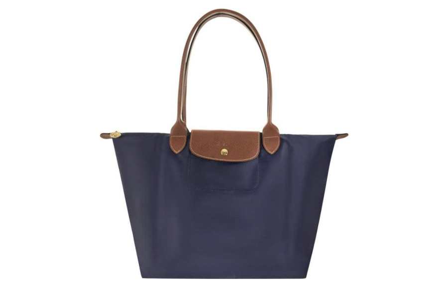 LONGCHAMP Le Pliage Canvas With Leather Shoulder Bag Large Women's Marine Blue