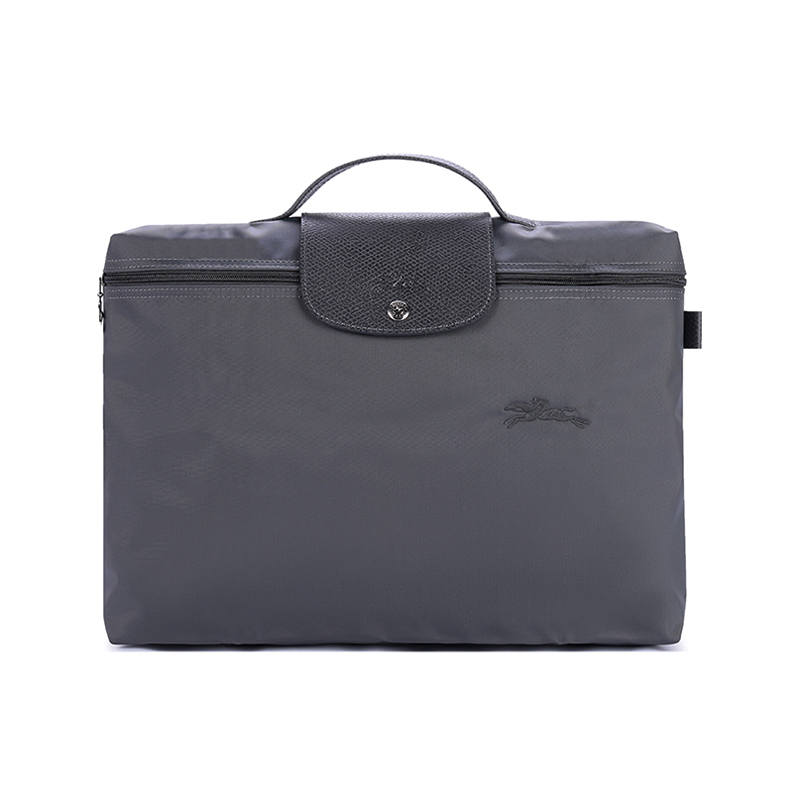 LONGCHAMP Le Pliage Green Recycled Canvas With Leather Trim Canvas Bag, Handbag, Briefcase Small Men's Graphite Gray