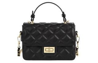 SURELAPTOP Pu Small Square Bag, Shoulder Bag, Crossbody Bag, Handbag Regular Women's Black/Ecru
