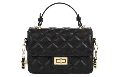SURELAPTOP Pu Small Square Bag, Shoulder Bag, Crossbody Bag, Handbag Regular Women's Black/Ecru