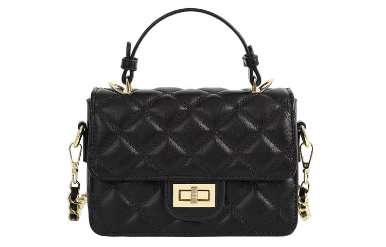SURELAPTOP Pu Small Square Bag, Shoulder Bag, Crossbody Bag, Handbag Regular Women's Black/Ecru