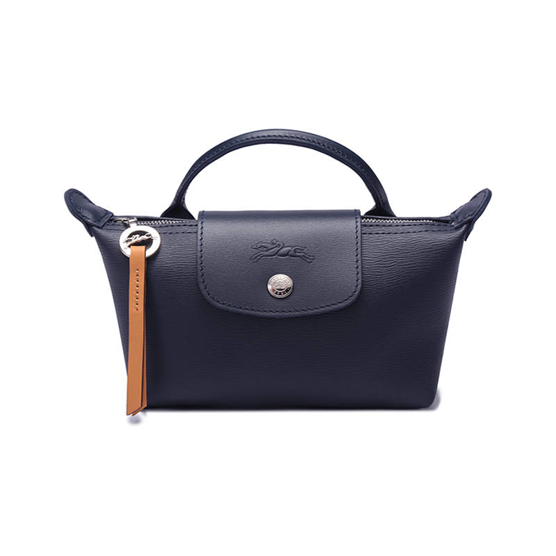 LONGCHAMP Le Pliage City Coated Canvas With Leather Dumpling Bag Handbag Small Women's Blue