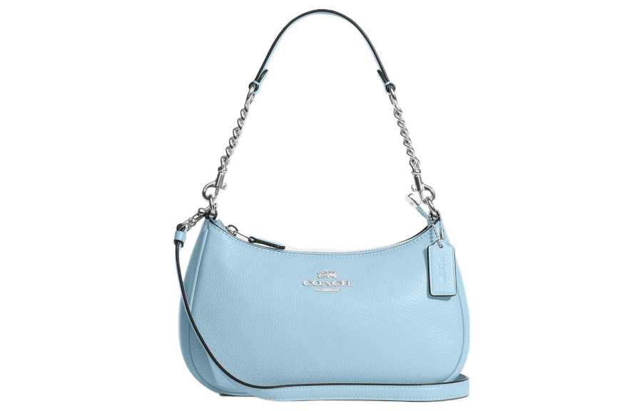 COACH Teri Pebble Texture Cow Leather Crescent Bag, Shoulder Bag, Portable Crossbody Bag, Shoulder Bag Women's Blue