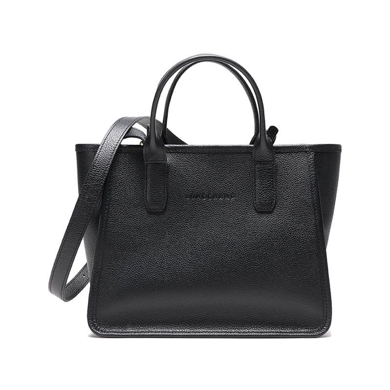 LONGCHAMP Le Foulonné Cow Leather Briefcase, Shoulder Bag, Crossbody Bag, Handbag Women's Black