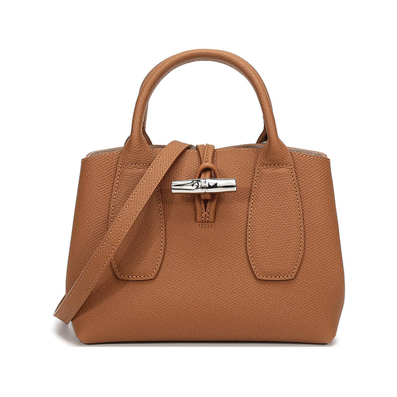 LONGCHAMP Le Roseau Cow Leather Beige Bag, Crossbody Bag Small Women's Tawny