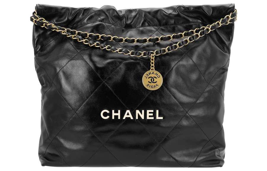 CHANEL 22Bag Bright Calfskin & Shiny Metal Tote Bag, Shopping Bag, Portable Crossbody Bag, Shoulder Bag Unisex Black